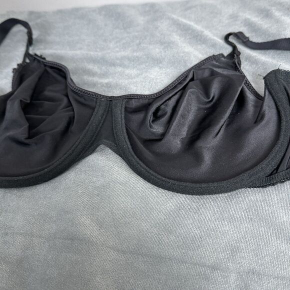 Vintage Bali Bra 36DD Stretch Satin Unlined Underwire Style 3640 Lace Black - Picture 7 of 10